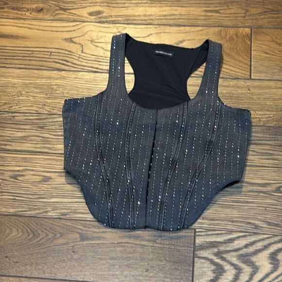 Rhinestone denim corset C25 - Picture 3 of 7